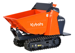 Kubota mini dumper Bredde 758mm, Høyde 1625mm, Lengde 2224mm Vekt 740 kg (egenvekt) Lastekapasitet 550 kg Diesel motor