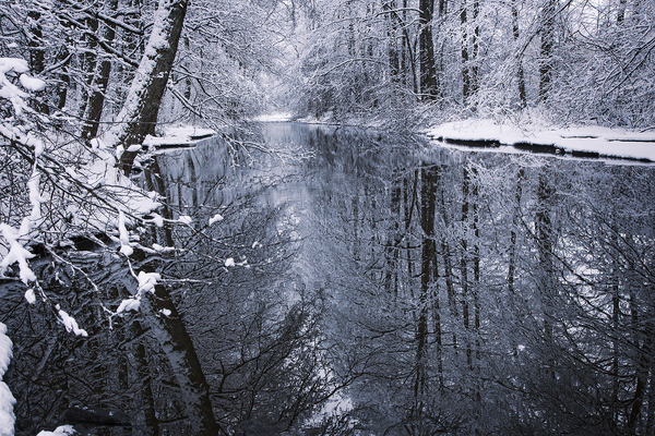 Vinter langs Gjersjøelva. Nordre Follo.