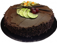 Stor sjokoladekake m/frisk frukt