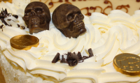 Mørk hodeskalle (3D) i sjokolade pr.stk.