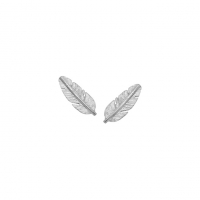 Feather ørepynt sølv liten