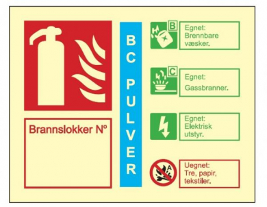Merking av Brannslukkere - BC PULVER