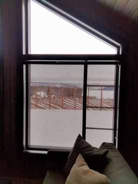 Rullegardin: Hytte Musdalen, Stoff: Sky 7483