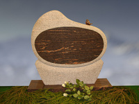 2011a Rødbrun gneis polert frontdel, kanter  prikkmeislet og bakside polert