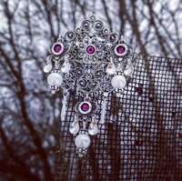 633 Nuperelle med heng med stener/perler