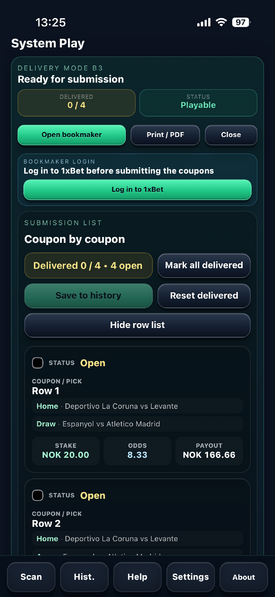 Review your coupon and stakes