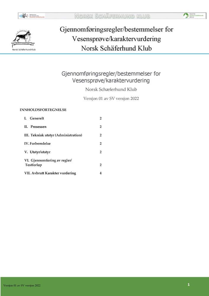 Gjennomføringsregeler bestemmelser for Vesenprøve karaktervurdering 235325