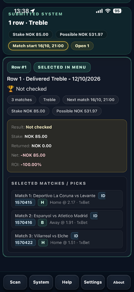Track results and betting history
