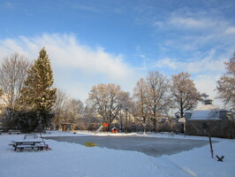 10.1.15: Endelig snø! Og nymåkt skøytebane :-)