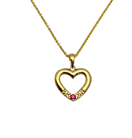 Gullhjerte 14K med Rubin og Diamanter 0,01ct TW/si