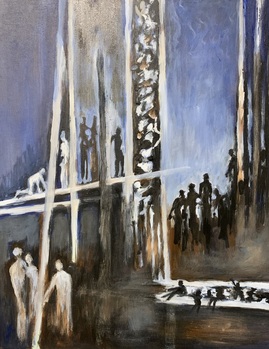 Søylene av oss
Akryl på plate 
40x50 cm 
5000,-